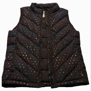 GAP navy puffer vest with rainbow colored polka dots size L